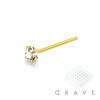 GOLD PLATED PRONG SET CZ 925 STERLING SILVER CLEAR NOSE PIN PACKAGE